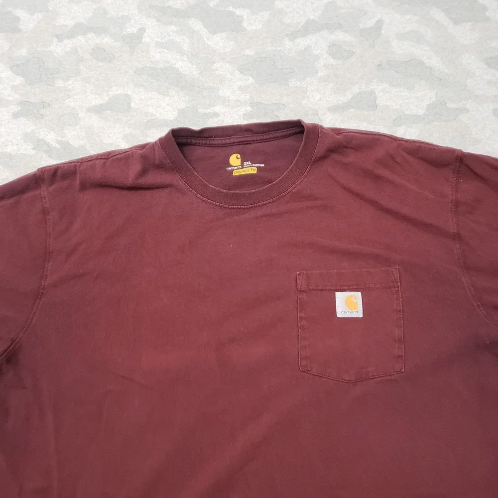 Carhartt Shirt Mens 2XL Red Pocket Tee Short Sleeve Workwear Outdoors